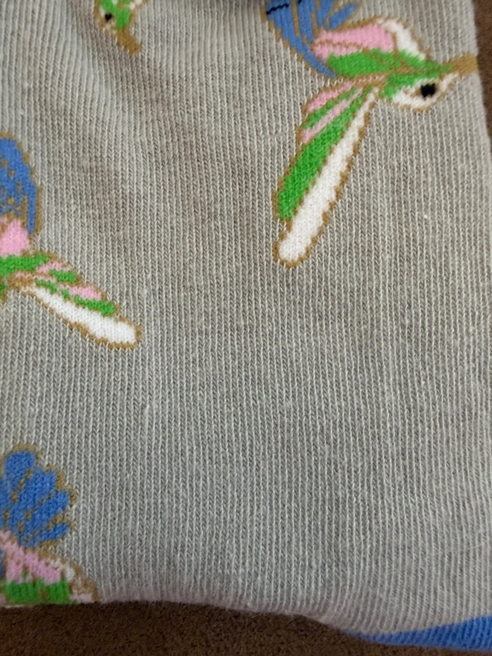 Gray Socks with Colorful Hummingbird Embroidery - Picture 4 of 5